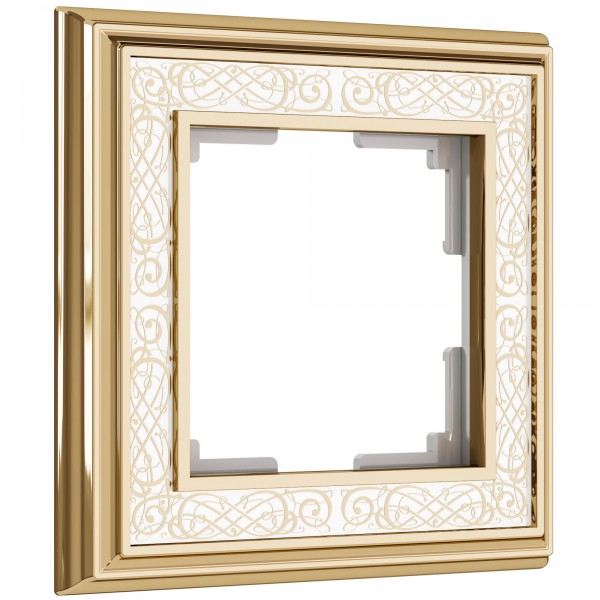Рамка на 1 пост WL77-Frame-01 Palacio Gracia (золото/белый) - купить в Казани